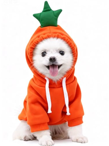 Vestito Natale Cane,Felpa Vestito Carota Natale Cane,Interessante Cappuccio per Cani e Gatti,Costume Natales per Animali di Grossa,Media e Piccola Taglia,Costumes da Carota Caldo Adatto Cani Gatti XXS