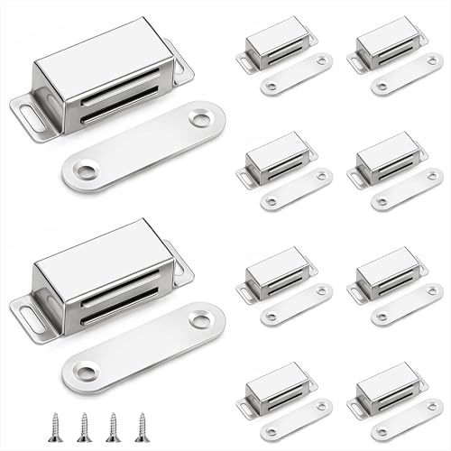 Imanes de Gabinete Cierres Magnéticos para Puerta de Armarios Pestillo Fuerte Magnético para Puerta de Madera con Tornillos para Mueble Cierre Cajones Alacena Clausura 10 Piezas