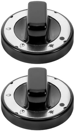 COLLBATH 2pcs Heat Resistant Bakelite Control Knobs 70mm Diameter Universal Fit for Gas Grill Oven Cooktop Burner Commercial Kitchen Switch Black