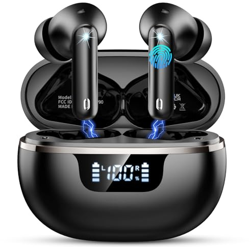 2026 Wireless Earbuds, Bluetooth 5.4 Headphones HiFi Stereo, 50H Playtime Ear buds with 4 ENC Noise Cancelling Mics, IP7 Waterproof Earbuds with LED Display, Fast Charging, In Ear Earphones Deep Bass