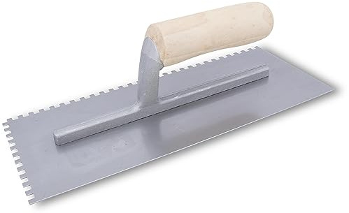 MARSHALLTOWN Notched Trowel,11 x 4-1/2 Blade, 3/16 Inch (4.5mm) Notches, Slightly Curved Wooden Handle, 974