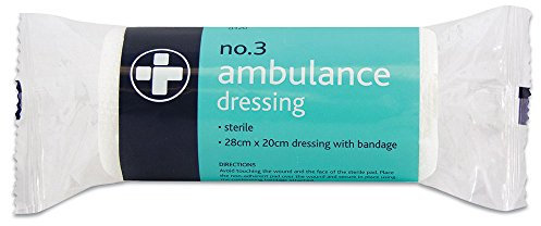 Reliance Medical No 3 Sterile Ambulance Dressing - Highly Absorbent, Individually Wrapped, for Deeper Wounds and Treating Injuries, 28 x 20 cm, 1 Piece
