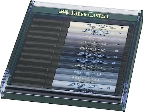 Faber-Castell 267423 - Tuschezeichner Pitt Artist Pen brush, 12-er Packung, Grautöne