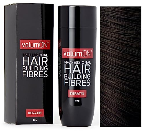 Volumon Professional Hair Building Fibres- Hair Loss Concealer- KERATIN- DARK BROWN 28g- Get Upto 30 Uses