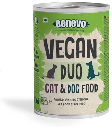 Benevo Vegan Duo Food Wet (1 x 354g) - Dog and Cat - Hypoallergenic, Wheat Free & Non GM, For Large & Small Breeds, With Essential Fatty Acids, Taurine, & L-carnitine, PETA & Vegan Society Approved