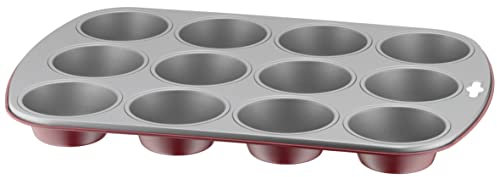 Original Kaiser Classic Plus Muffinform für 12 Muffins, Muffinform Blech 38x27 cm, antihaftbeschichtet, Standardgröße, Cupcake Formen, Muffin Backform, rot