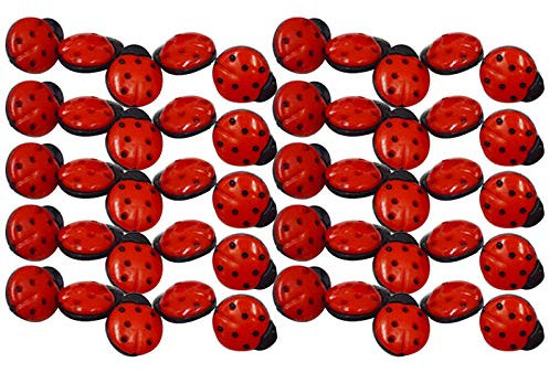 AiSi 100 Stück Kunststoff 3D Marienkäfer Knopf/Knöpfe Kinderknöpfe Für Nähen Basteln Handwerk Näharbeit DIY Werkzeug Dekoration 2 * 1.8cm Siebenpunkt Marienkäfer Rot