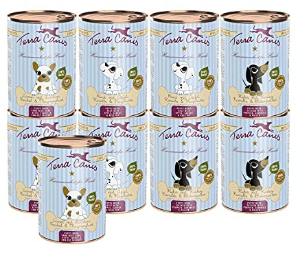 Terra Canis Pack de connaissance L - Chiot - 9 x 400 g - Nourriture pour chien de qualité supérieure - 100 % qualité alimentaire - Toutes les matières premières - Riche et sain - Faible teneur en
