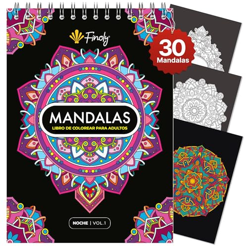 Finoly Libro Mandalas Adultos | Mandalas Colorear Adultos con 30 Ilustraciones Originales | Libros de Colorear en Tamaño A4 | Papel Premium