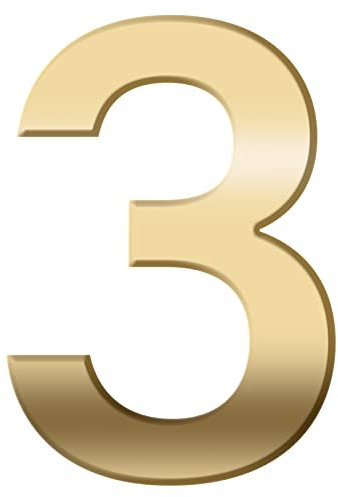 FORYEE House Numbers Plaques Door Numbers, 3D Door Address Numbers Stickers Floating Appearanc for Apartment, Mailbox Signs Numbers, Hotel Room, House (Golden 3 Number)