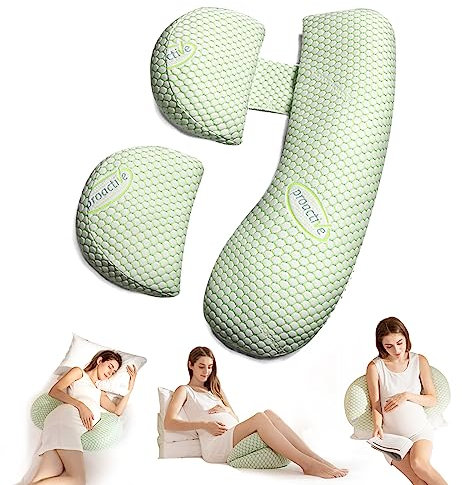 Schwangerschaftskissen für Schwangere mit abnehmbarem Bezug - Komfortables Stillkissen und Stützkissen während der Schwangerschaft kissen - ideales Kissen für Frauen in der Schwangerschaft (Grün)