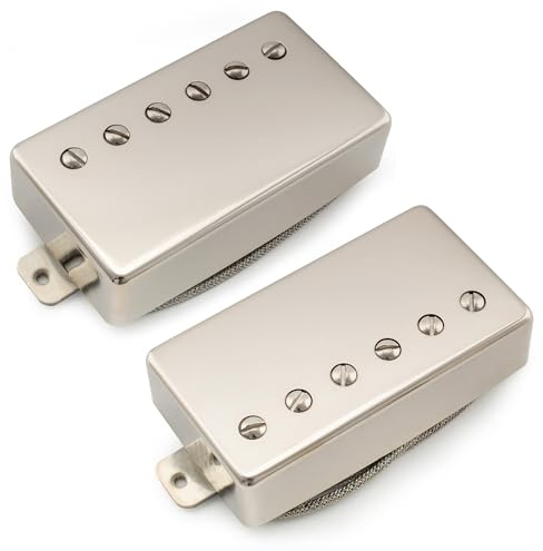 Musiclily Pro LP-CBLA Alnico 5 Covered Humbucker Neck Bridge Pickups Set 7.8K/8.8K for LP Style Electric Guitar, Nickel