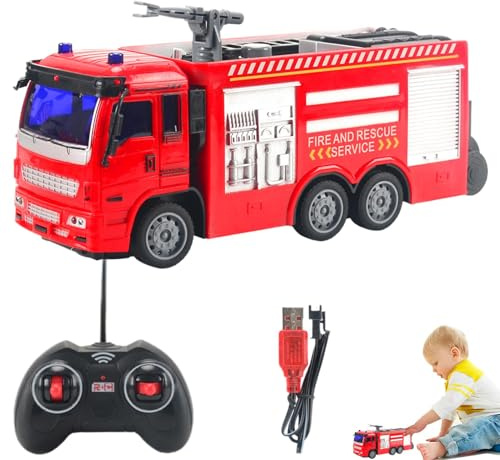 Jeu de jouets pour véhicule de camion de pompier, jouets pour camions de pompiers pour tout-petits, jouet de véhicule de camion de pompier avec télécommande, jouets de camion de co