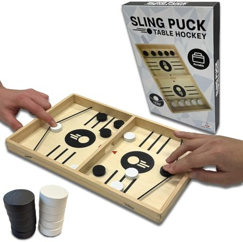 Tischfussball Slingpuckspiel - Tisch Hockey Brettspiel - Hochwertiges Sling Puck Spiel für Zuhause & Büro - Hockey Brett Spiel Kinder & Erwachsene