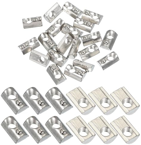 PATIKIL 4040 Series M8 t Slot Nuts, 20pcs Roll-in Spring Ball Loaded Elastic Nuts with 8mm Slot for Aluminum Extrusion Profile Rail 3D Printer, Silver