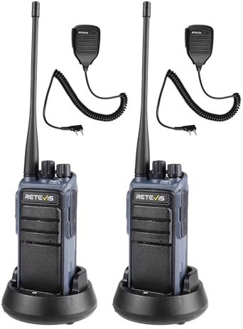 Retevis C64 Röststyrning Walkie Talkies, Uppladdningsbar Långdistansradio för Vuxna, 2500mAh, Typ-C, VOX, Bärbar Högeffektradio Med Högtalarmikrofon för Säkerhet, Nödsituation (Svart, 2st)
