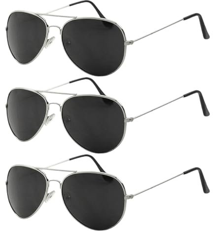 TUONYIS 3 Pièces Lunette Soleil Enfant, Protection UV400 Pilote Lunettes de Soleil pour Enfant, Trendy Métal Lunettes pour Enfants pour 4-11 Ans Garçon et Fille (Noir)