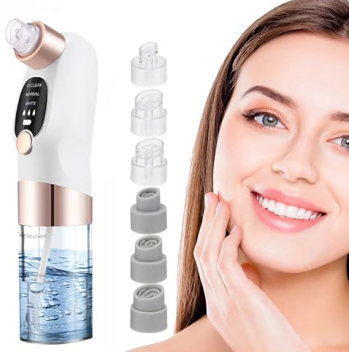 Aspiratore Punti Neri Professionale, Aspiratore Punti Neri Rimozione di Comedone Pulitore dei Pori di Comedone 6 Testine per Estrattore 3 Modalità di Aspirazione