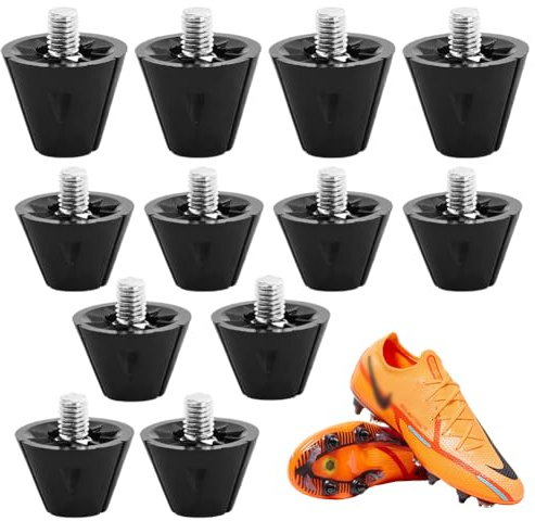 12 stycken skruvrullar M5 (5 mm) – universella reservdosor av nylon och metall, halkfria och stabila, perfekta för fotbollsskor med M5-gänga, för gräsmatta och konstgräs