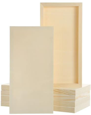 QUARKZMAN 6 Piezas Tablas De Lienzo De Madera, 15 x 30 cm Lienzos Artísticos Cuadrados Sin Acabar Para Pintura, Manualidades, Proyectos DIY, Arte De Pouring