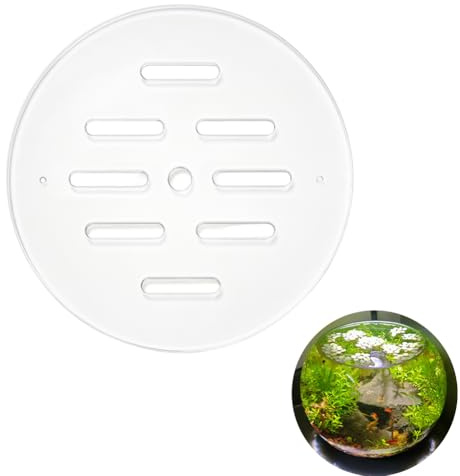 OLYCRAFT Couvercle Anti-Saut en Acrylique pour Aquarium Plaque Ronde Acryliques pour Couvrir l'Aquarium avec 150mm Couvercle de Protection Ronde pour Empêcher pour Tortues Crevettes Poissons