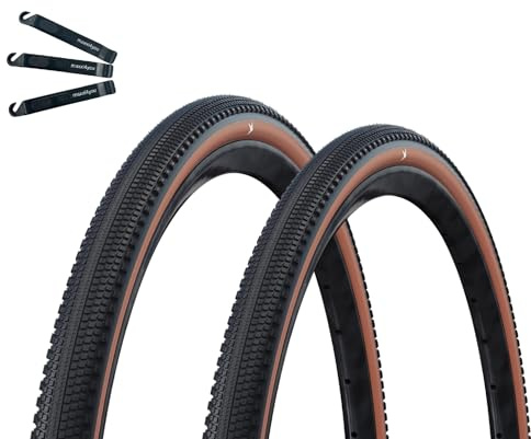 2 x Schwalbe G-One Comp cykeldäck aktiv K-Guard grön komposition E-25 Schwarz/Bronze 40-622 (28 x 1,50) inkl. maxxi4you däckspak
