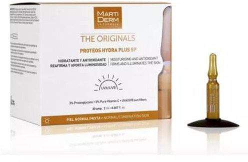 MARTIDERM The Originals Proteos Hydra Plus SP | Ampollas Antiedad Hidratantes y Antioxidantes | con Proteoglicanos y Vitamina C | Protección UVA/UVB | 30 Ampollas x 2ml