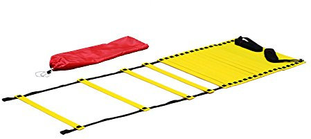 Boje Sport - Koordinationsleiter Premium FLACH - 9 m, verstellbare Sprossen, Farbe: gelb