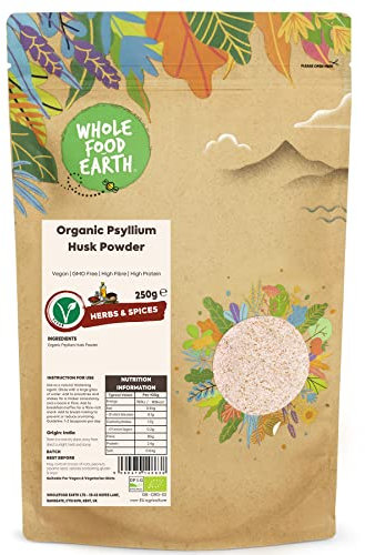 Wholefood Earth Organic Psyllium Husk Powder 250g – Pure Fibre Supplement