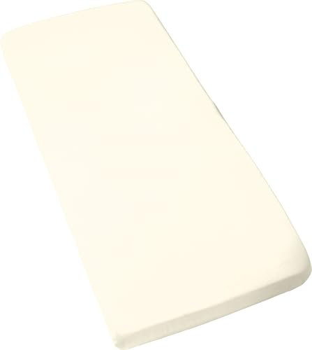 REDBEST Jersey- Stretch Kinder- Spannbettlaken San Francisco 100% Baumwolle, wollweiß Größe 60x120 cm - 70x140 cm - weiche Qualität, bügelfrei, Rundumgummi, bis 12 cm Höhe