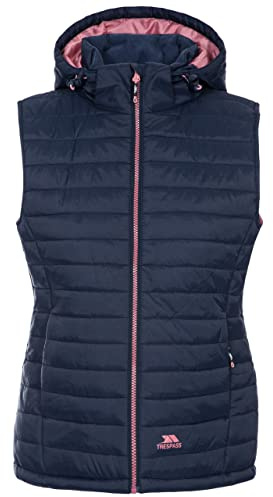 Trespass Womens Gilet Aretha - Lightly Padded with Bubble Stitching, 2 Low Profile Zip Pockets, Hem Adjusters, Inner Storm Flap, Contrast Lining and Front Zip, Detachable Hood with Stud Fastenings
