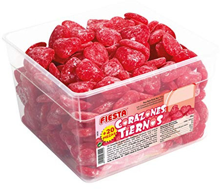 FIESTA Corazones Tiernos Golosinas con Relleno Blando Sabores Frambuesa - Envase de 290 unidades