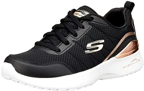 Skechers SKECH-AIR DYNAMIGHT THE HALCYON, Scarpe da Ginnastica Donna, Black Mesh Rose Gold Trim, 38.5 EU