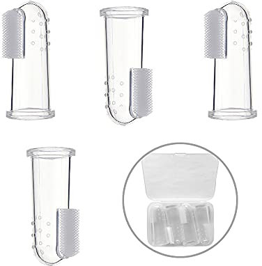 XINGSUI 4 Stück weiche Silikon-Fingerzahnbürsten, mit 1 Aufbewahrungsbox,Zahnreinigung und -pflege, Zahnpflege,Zahnfleischmassage