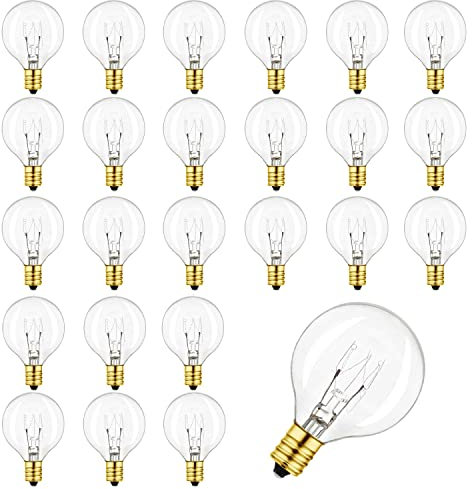 Thokono 25 Stück G40 Ersatzlampen Glühbirnen G40 Globe Tungsten Glühbirne, IP44 UL-gelistet Wasserdicht Warmes Weiß Edison Stil Lampen für E12-Sockel 7W für Garten