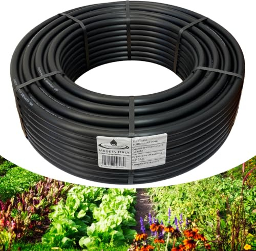 acquaverde | Tubo in Polietilene Ø 20 mm PN6, Rotolo da 100 mt a Bassa Densità PE-BD per Irrigazione di Campi, Orto, Giardino e Sistemi Irrigui, Resistente a Raggi UV e Fertilizzanti - Orto Facile