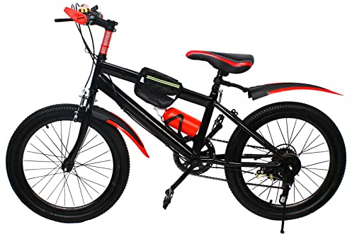 WOQLIBE Mountain bike per bambini, 20 pollici, per bambini, mountain bike, mountain bike, 6 marce, rosso/verde (rosso)