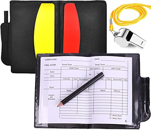 Lamkrtlp Schiedsrichter Set mit Schiedsrichter Trillerpfeife mit Rot Gelb Schiedsrichter Karte mit Tasche, Fußball Schiedsrichter Karten Set Schiedsrichter Pfeifen Set für Fußball,Sporttraining