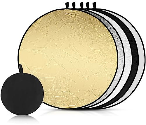 5 En 1 Reflector Fotografia,80cm Reflector Plegable con Soporte Reflector,Reflector Multidisco Redondo,Reflector Circular Plegable,Reflector De Fotografía,para Retrato,Selfie,Fotografía De Bodas