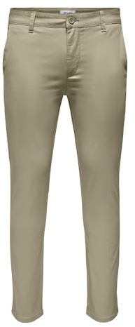 ONLY & SONS Homme Onsmark Pete Life SLM 0013 PNT Noos Pantalon Chino, Chincilla, 34W / 32L EU