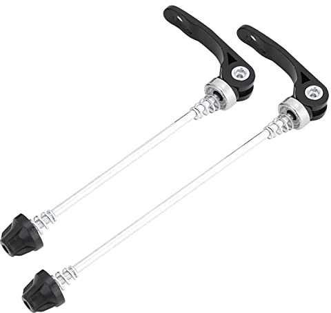 Haosie Lot de 2 Blocage Roue Vélo, Libération Rapide, Brochettes de Vélo, Levier de Déverrouillage Rapide, pour Roues Route Avant et Arrière, Noir+Argent, 26 Pouces