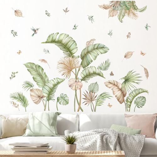 decalmile Adesivi Murali Boho Foglie Palme Adesivi da Parete Piante Tropicali Foglie Verdi Decorazione Murale Soggiorno Camera Bambini Ufficio