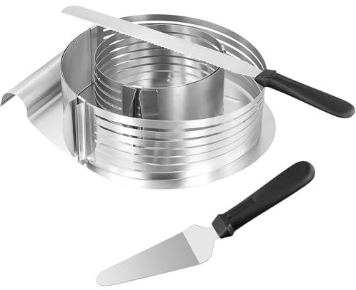 FUNSUEI 5 Stück Verstellbare Tortenring Set, 23-30cm, 15-20cm Tortenboden Werkzeug, 2 Größen Verstellbare Tortenring Tortenzubehörset für Torten