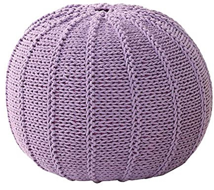 Pouf rond en tricot pour salon, chambre à coucher, en cordon de coton tressé, tabouret ottoman, chaise de sol pour se reposer, 7 couleurs disponibles (violet) 50 x 40 cm
