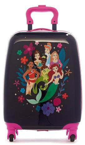 Disney Store Official Princess Suitcase, 46x30x20cm, Luggage for Kids, with Telescopic Handle and Multi-Directional Wheels, Features Rapunzel, Moana Belle, Ariel, Tiana, Cinderella