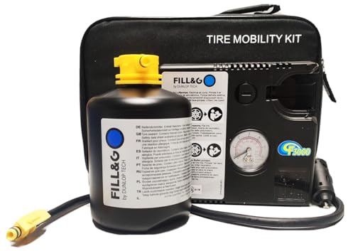 Sistema di Riparazione Pneumatici Kit Gonfia e Ripara Fill&Go by Dunlop Tech per MERCEDES-BENZ CLASSE R tutte le versioni, Pompa Elettrica da 620 ML