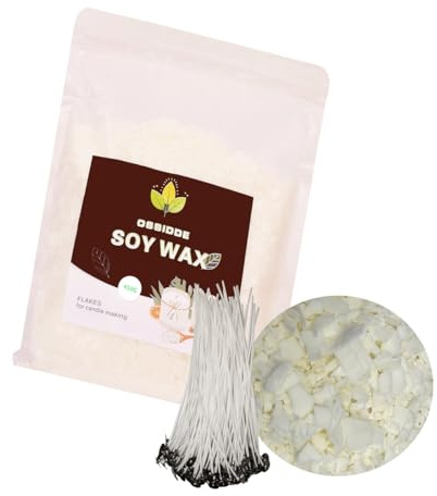 Ossidde Premium sojavax 450 g för ljusgjutning, veganskt naturligt ljusvax premium,vita vaxplattor för ljustillverkning, 100 vekar