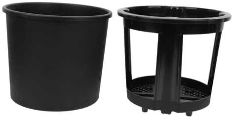 HYTROVE Potato Grow Bucket and Sweet Potato Planting Box for Outdoor Use Black Round Double-layer Planter 29cm Top Diameter and 26.5cm Height