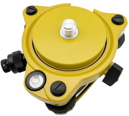 Tribrach Giallo con Plummet Ottico e Adattatore Fisso, Attacco Filettatura 5/8x11 per Total Station, Ricevitore GNSS GPS, Asta Prisma, Treppiede Rilievo Accessorio