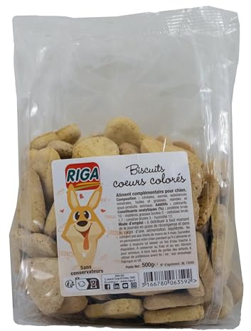 Riga - Galletas de Corazones Coloridos - golosinas para Perros - Galletas sabrosas - Pobres en Grasas - Dulce equilibrado - Recompensa para Perros - 500 g